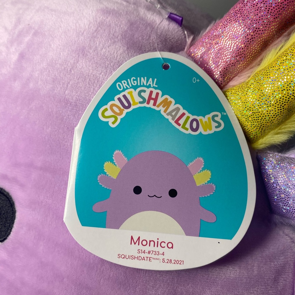 14” BNWT Monica Axolotl Squishmallow 💗💛💜